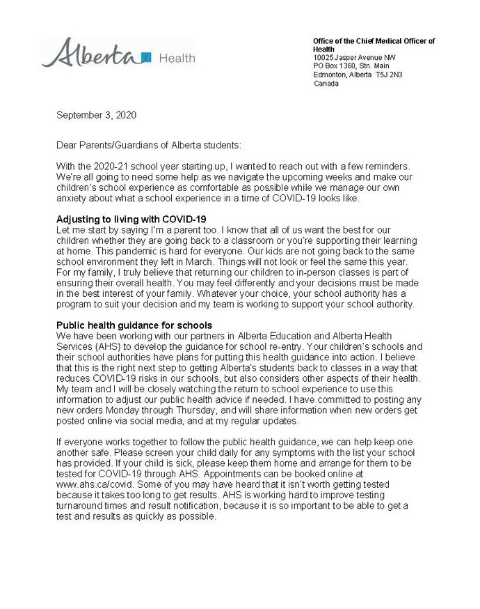 Letter to Parents