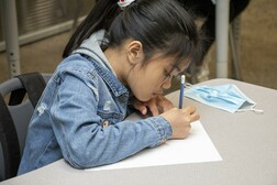 Student at her desk