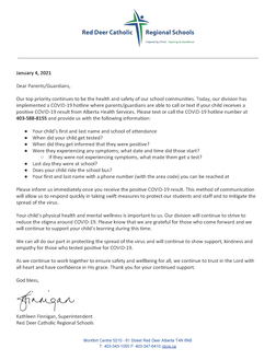 Letter from Superintendent